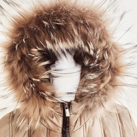 Women's Michael Kors down blend fur trimmed gold hooded puffer jacket SZ… - Picture 2 of 13